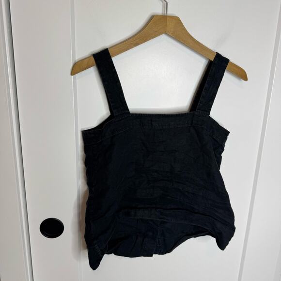 Everlane 100% Linen Black Button Front Boxy Crop Flowy Tank Top Size 2 - Picture 6 of 7